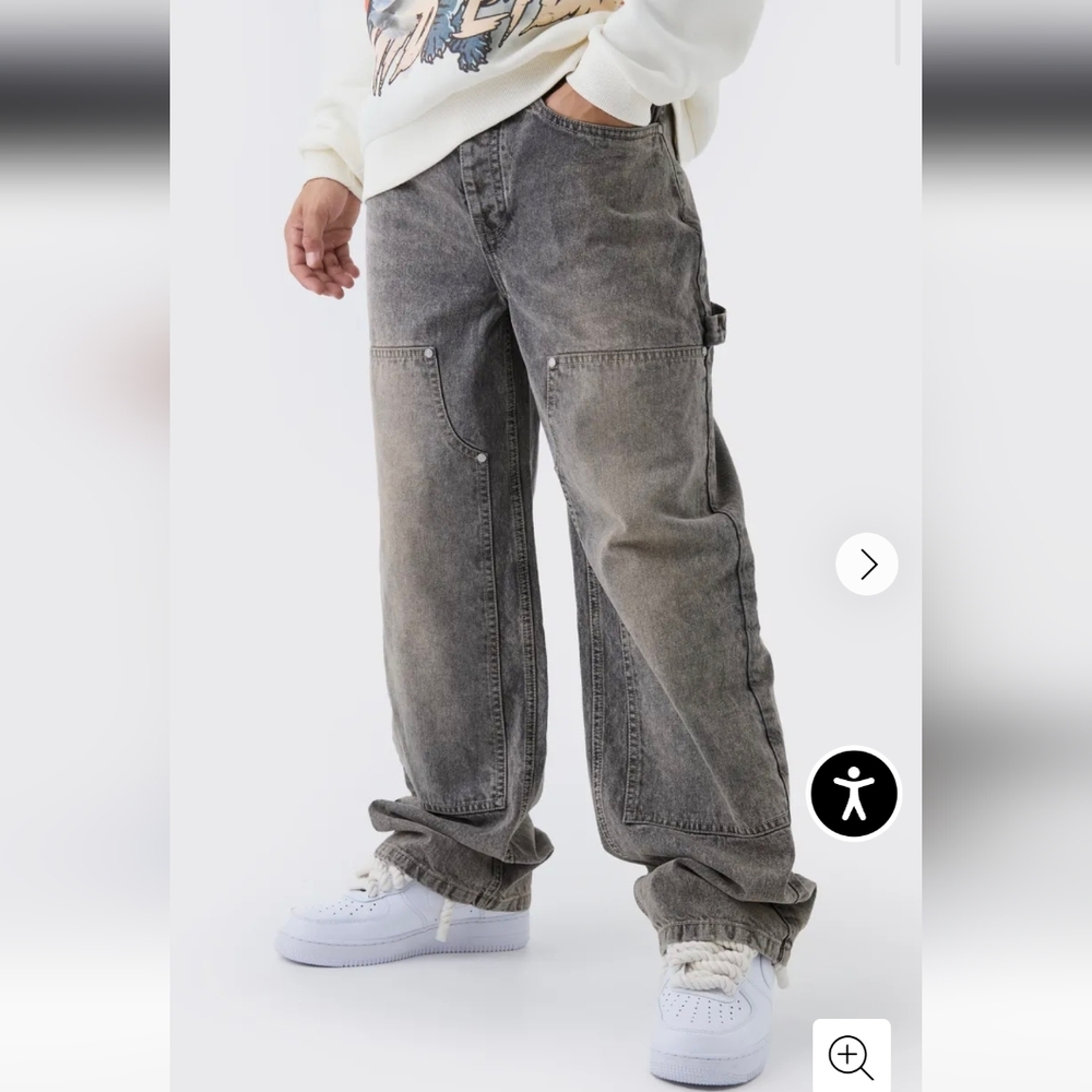 Boohoo Mens Gray Relaxed Jeans